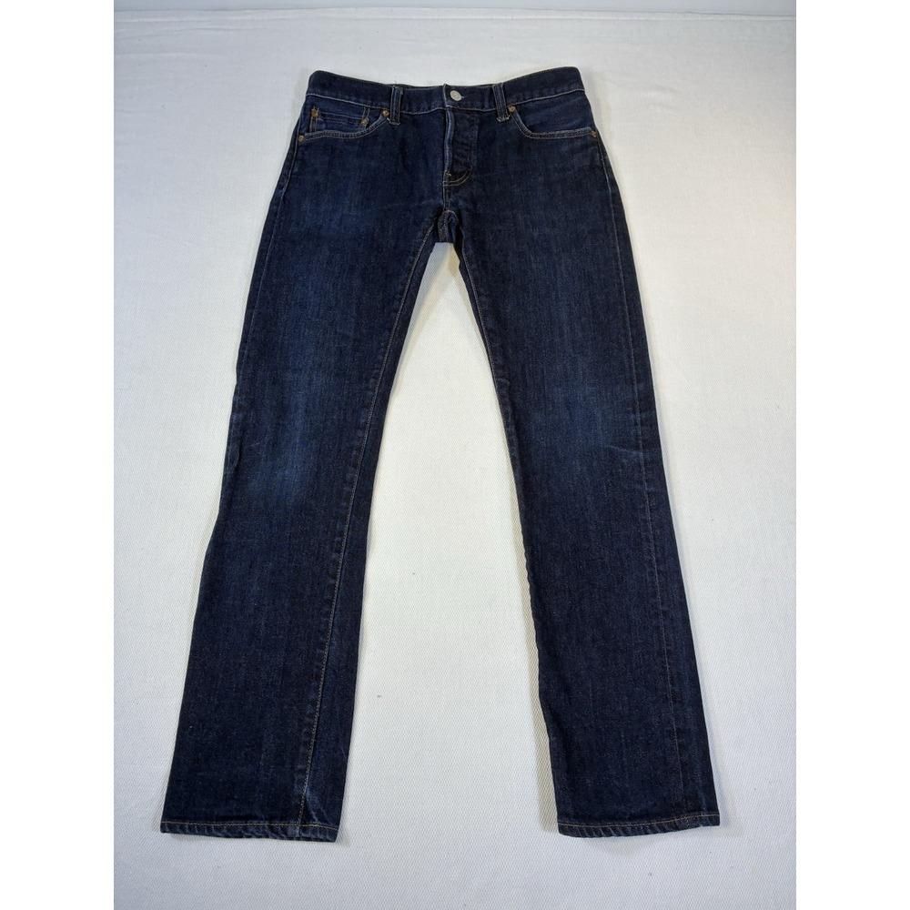 Uniqlo Selvedge Jeans Skinny Fit Straight Dark Wash Indigo Denim Mens Size 30